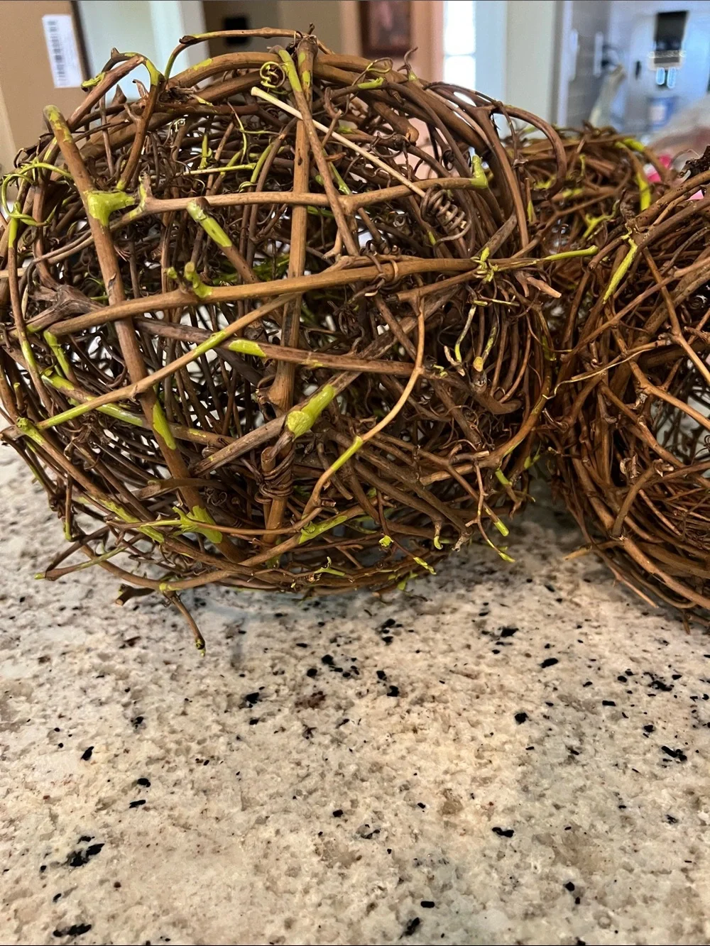 Pottery Barn Brown & Green Vine Decorative Balls - Set of 3